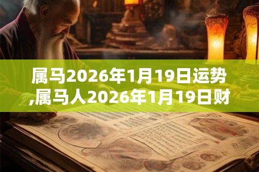 属马2026年1月19日运势,属马人2026年1月19日财运,生肖马2026年1月19日运势