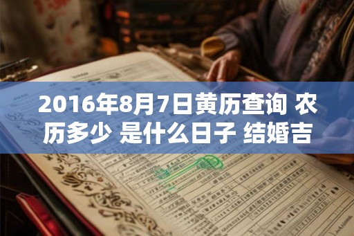2016年8月7日黄历查询 农历多少 是什么日子 结婚吉时