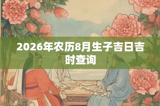 2026年农历8月生子吉日吉时查询