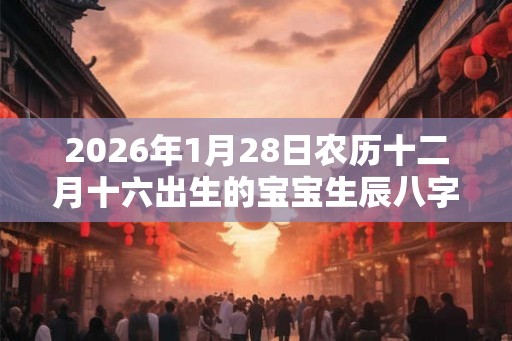 2026年1月28日农历十二月十六出生的宝宝生辰八字是什么