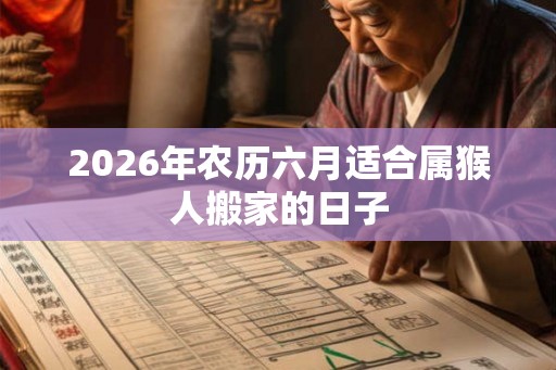 2026年农历六月适合属猴人搬家的日子 2026年农历六月适合属猴人搬家的日子