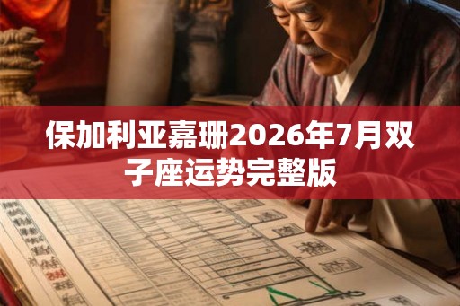 保加利亚嘉珊2026年7月双子座运势完整版