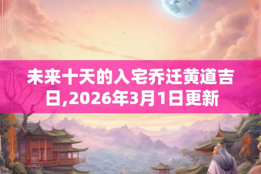 未来十天的入宅乔迁黄道吉日,2026年3月1日更新 未来十天的入宅乔迁黄道吉日,2026年3月1日更新