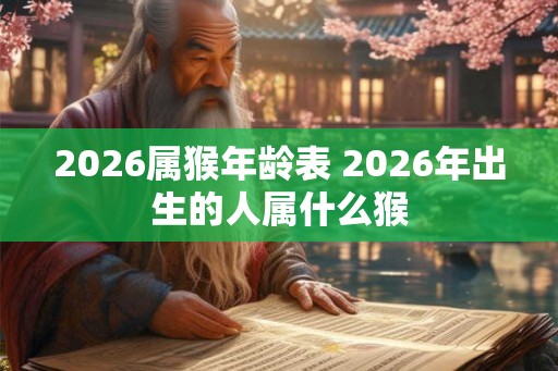 2026属猴年龄表 2026年出生的人属什么猴 2026属猴年龄表 2026年出生的人属什么猴