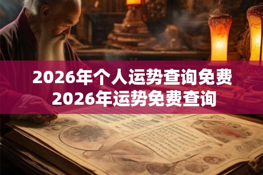 2026年个人运势查询免费 2026年运势免费查询