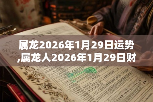 属龙2026年1月29日运势,属龙人2026年1月29日财运,生肖龙2026年1月29日运势