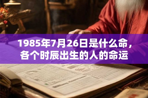 1985年7月26日是什么命，各个时辰出生的人的命运