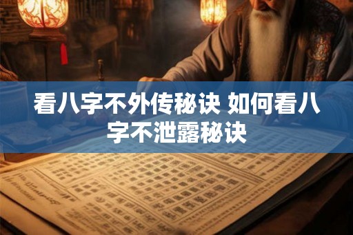 看八字不外传秘诀 如何看八字不泄露秘诀
