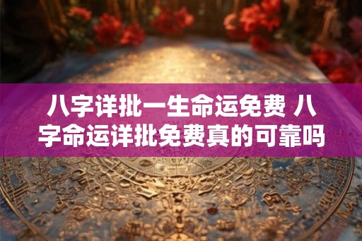 八字详批一生命运免费 八字命运详批免费真的可靠吗