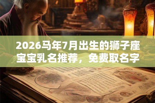 2026马年7月出生的狮子座宝宝乳名推荐，免费取名字