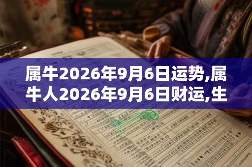 属牛2026年9月6日运势,属牛人2026年9月6日财运,生肖牛2026年9月6日运势