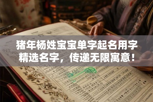 猪年杨姓宝宝单字起名用字精选名字，传递无限寓意！