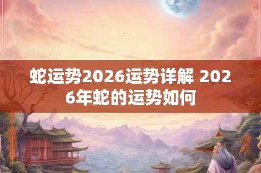 蛇运势2026运势详解 2026年蛇的运势如何