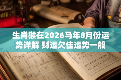 生肖猴在2026马年8月份运势详解 财运欠佳运势一般