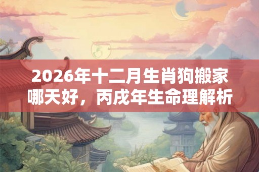 2026年十二月生肖狗搬家哪天好，丙戌年生命理解析