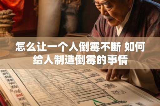 怎么让一个人倒霉不断 如何给人制造倒霉的事情
