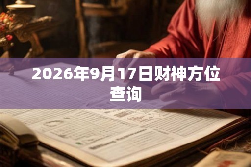 2026年9月17日财神方位查询