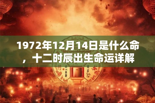 1972年12月14日是什么命，十二时辰出生命运详解