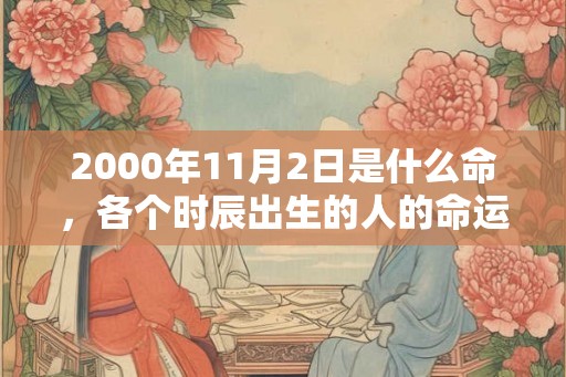 2000年11月2日是什么命，各个时辰出生的人的命运