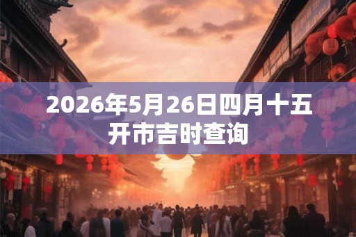 2026年5月26日四月十五开市吉时查询 2026年5月26日四月十五开市吉时查询