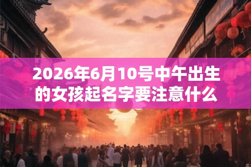 2026年6月10号中午出生的女孩起名字要注意什么