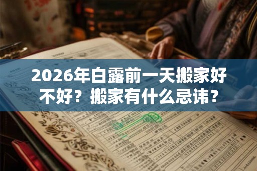 2026年白露前一天搬家好不好？搬家有什么忌讳？