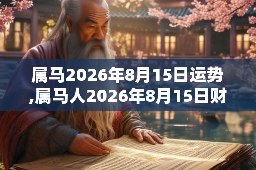 属马2026年8月15日运势,属马人2026年8月15日财运,生肖马2026年8月15日运势