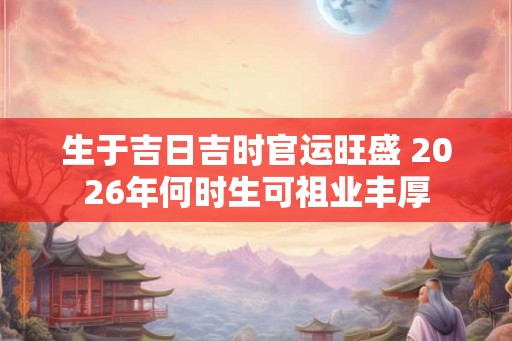 生于吉日吉时官运旺盛 2026年何时生可祖业丰厚