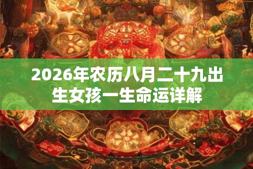 2026年农历八月二十九出生女孩一生命运详解