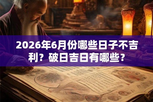 2026年6月份哪些日子不吉利？破日吉日有哪些？