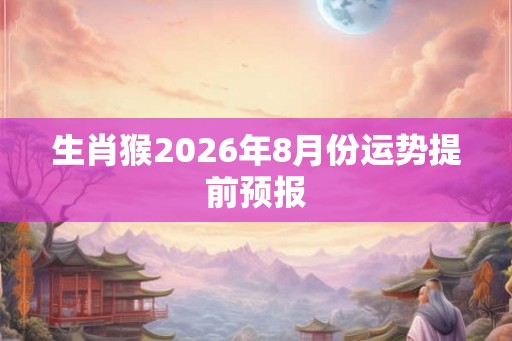 生肖猴2026年8月份运势提前预报