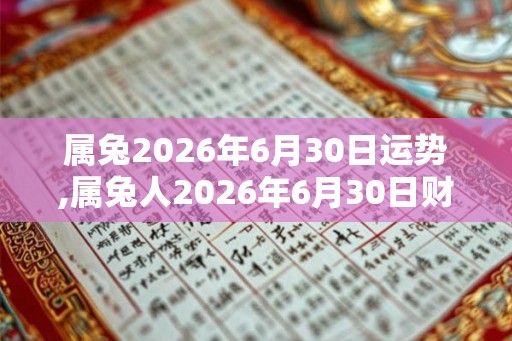 属兔2026年6月30日运势,属兔人2026年6月30日财运,生肖兔2026年6月30日运势