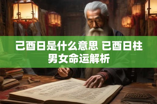 己酉日是什么意思 已酉日柱男女命运解析