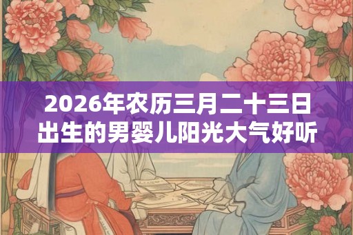 2026年农历三月二十三日出生的男婴儿阳光大气好听的名字精选