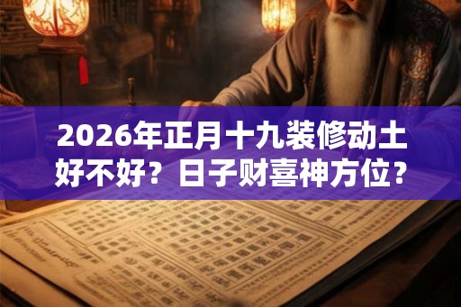 2026年正月十九装修动土好不好？日子财喜神方位？