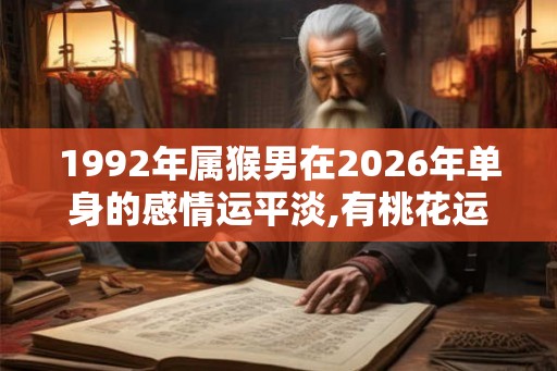 1992年属猴男在2026年单身的感情运平淡,有桃花运程稍有波动