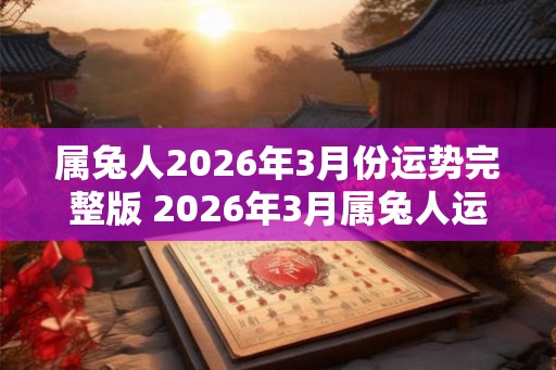属兔人2026年3月份运势完整版 2026年3月属兔人运势如何 属兔人2026年3月份运势完整版 2026年3月属兔人运势如何