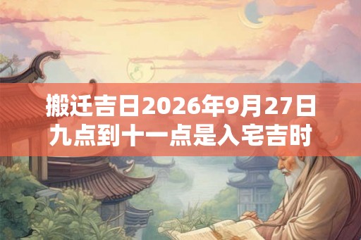 搬迁吉日2026年9月27日九点到十一点是入宅吉时