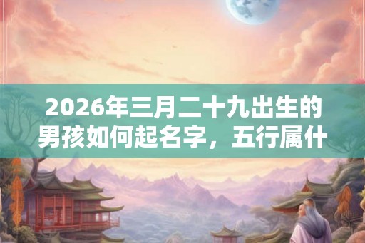 2026年三月二十九出生的男孩如何起名字，五行属什么