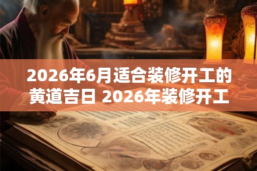 2026年6月适合装修开工的黄道吉日 2026年装修开工黄道吉日