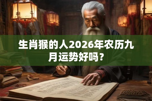 生肖猴的人2026年农历九月运势好吗？