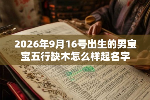 2026年9月16号出生的男宝宝五行缺木怎么样起名字