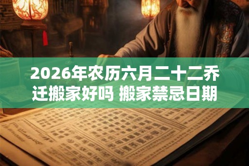 2026年农历六月二十二乔迁搬家好吗 搬家禁忌日期