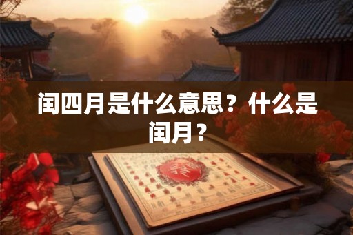 闰四月是什么意思？什么是闰月？