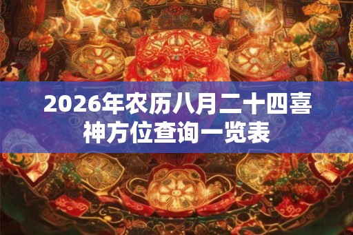 2026年农历八月二十四喜神方位查询一览表