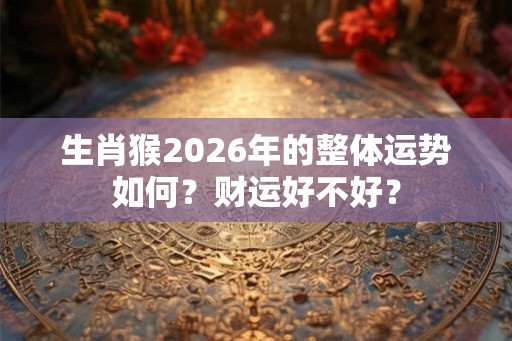 生肖猴2026年的整体运势如何？财运好不好？