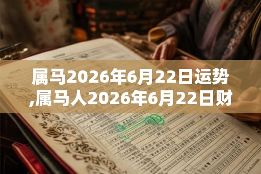 属马2026年6月22日运势,属马人2026年6月22日财运,生肖马2026年6月22日运势