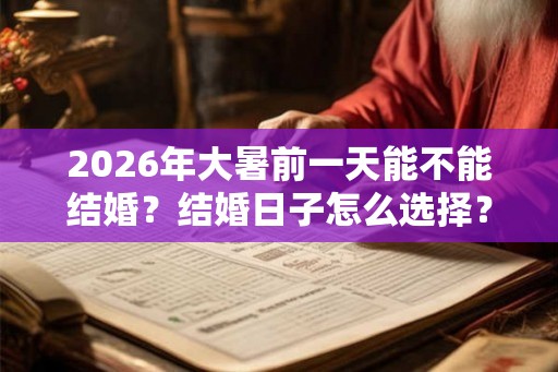 2026年大暑前一天能不能结婚？结婚日子怎么选择？