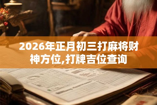 2026年正月初三打麻将财神方位,打牌吉位查询