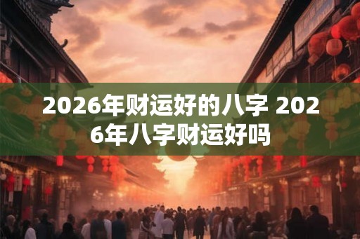 2026年财运好的八字 2026年八字财运好吗 2026年财运好的八字 2026年八字财运好吗